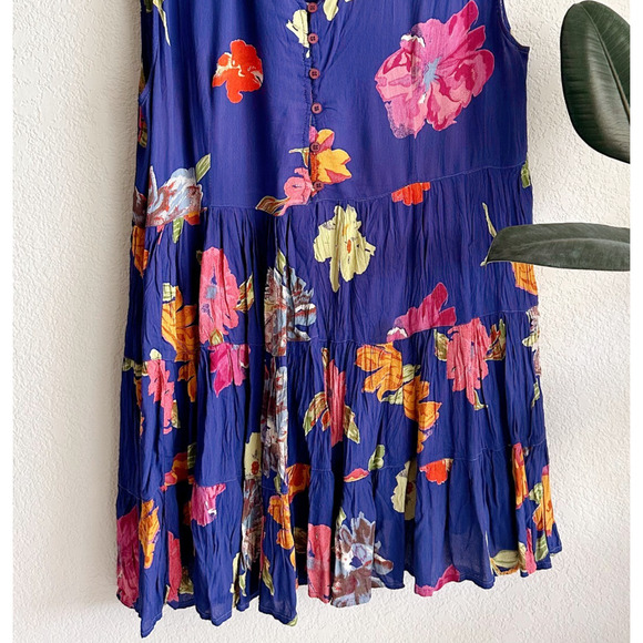 VTG GeeGee Babydoll Mini Dress Free Size Floral Chiffon 90 Y2K Oversized Boho - Picture 3 of 8